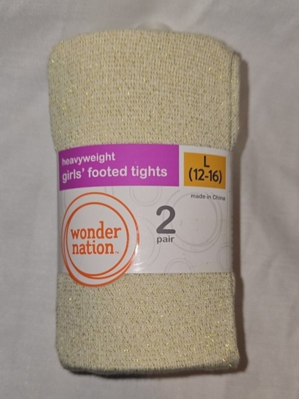 Wonder Nation Girls Lurex Tights, 2-Pack, Size Large 12-16 New